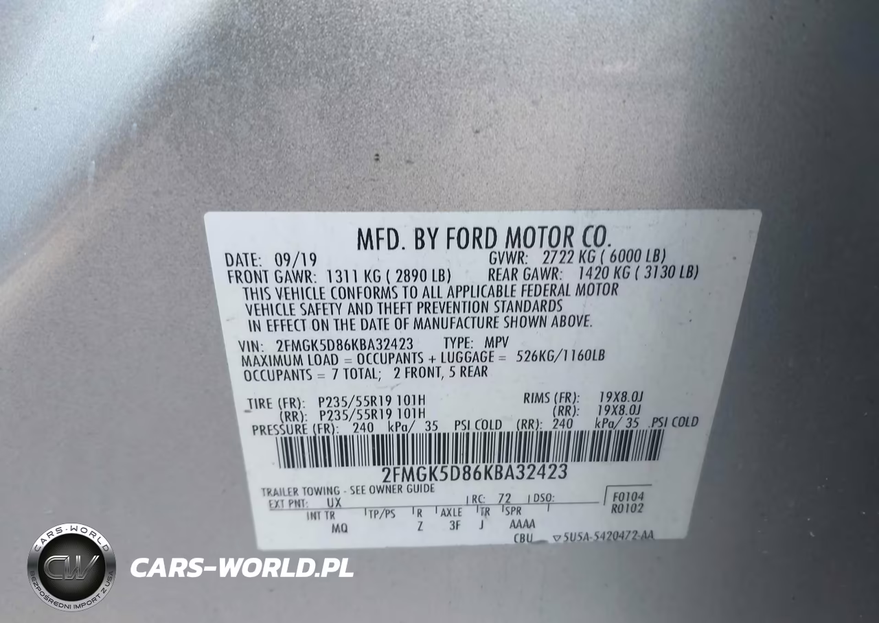 2019 Ford Flex Limited VIN:2FMGK5D86KBA32423 - 9
