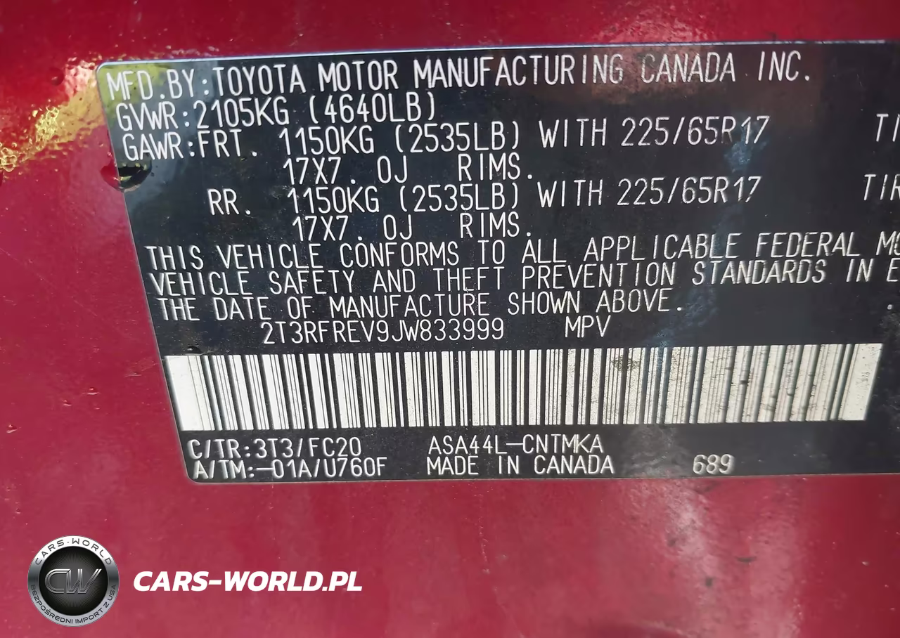 2018 Toyota Rav4 Xle VIN:2T3RFREV9JW833999 - 9