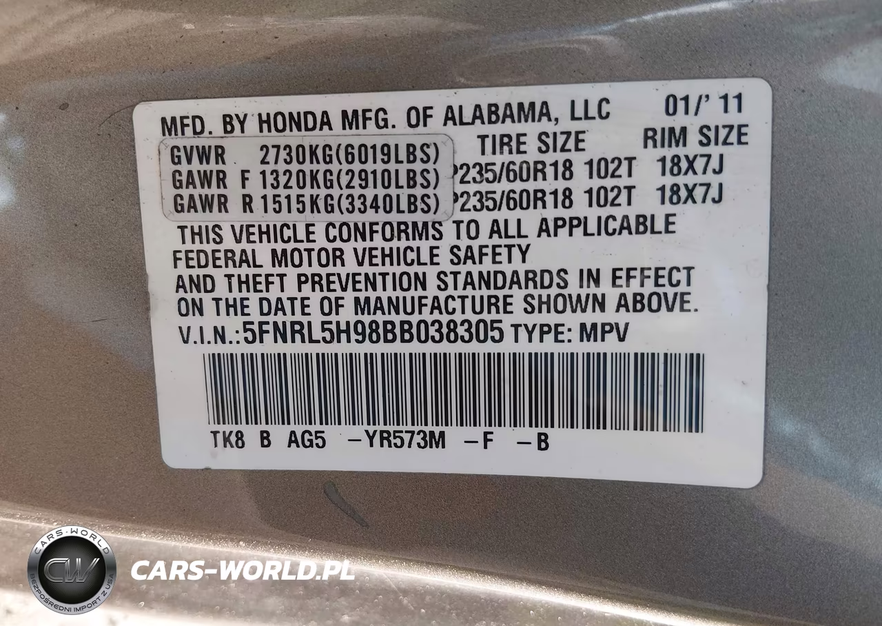 2011 Honda Odyssey Touring-Touring Elite VIN:5FNRL5H98BB038305 - 9