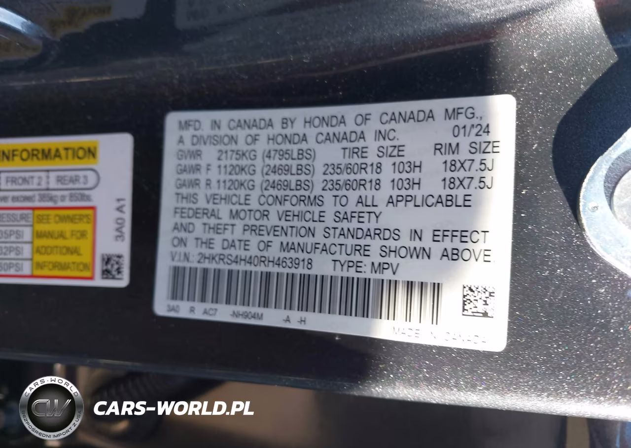 2024 Honda Cr-V Ex Awd VIN:2HKRS4H40RH463918 - 9
