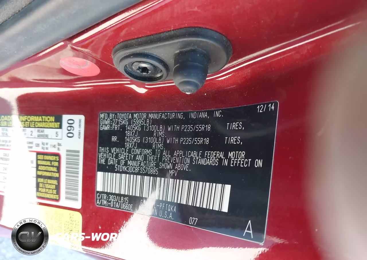 2015 Toyota Sienna Limited Premium 7 Passenger VIN:5TDYK3DC8FS570885 - 9