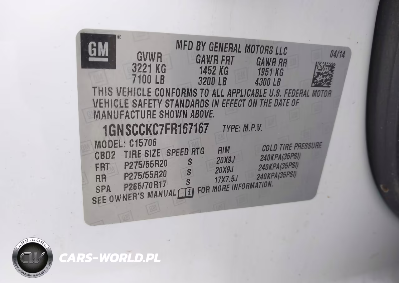 2015 Chevrolet Tahoe Ltz VIN:1GNSCCKC7FR167167 - 9