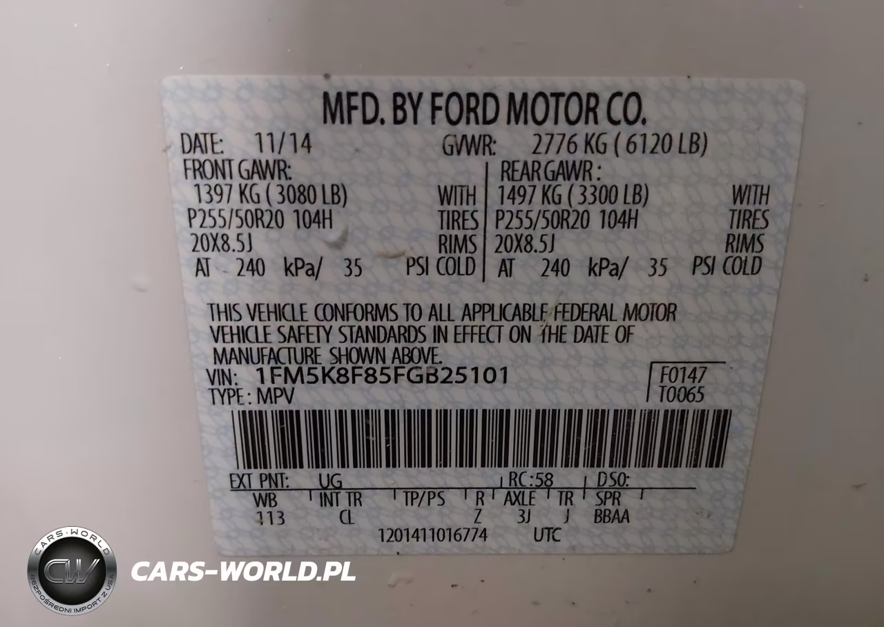 2015 Ford Explorer Limited VIN:1FM5K8F85FGB25101 - 9