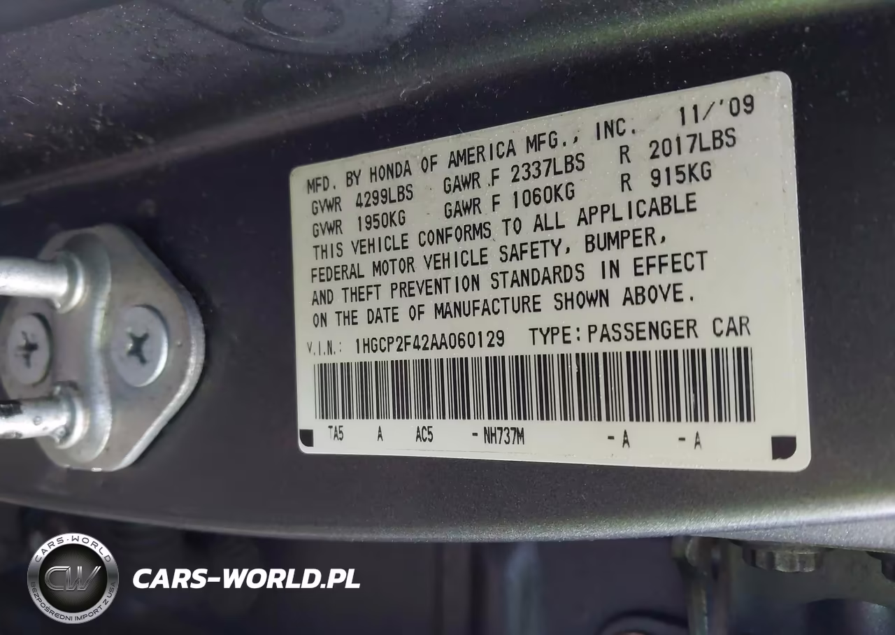 2010 Honda Accord 2.4 Lx-P VIN:1HGCP2F42AA060129 - 9