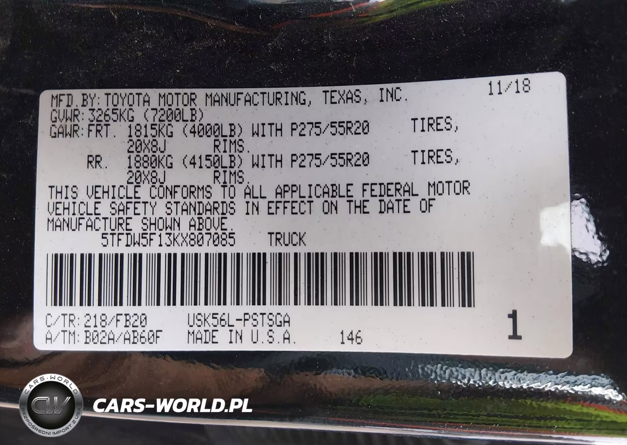 2019 Toyota Tundra Sr5 5.7L V8 VIN:5TFDW5F13KX807085 - 9