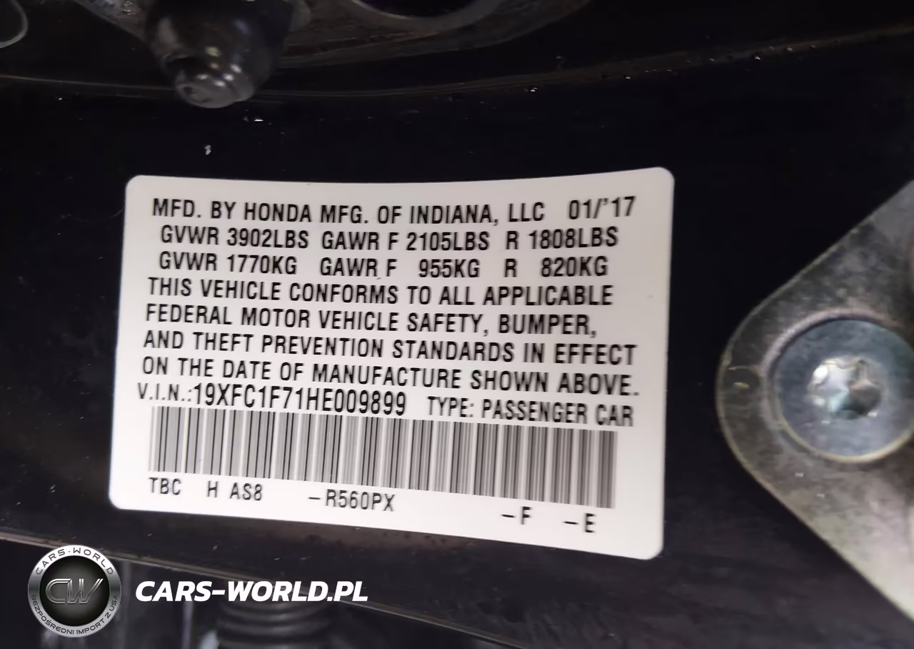 2017 Honda Civic Ex-L VIN:19XFC1F71HE009899 - 9
