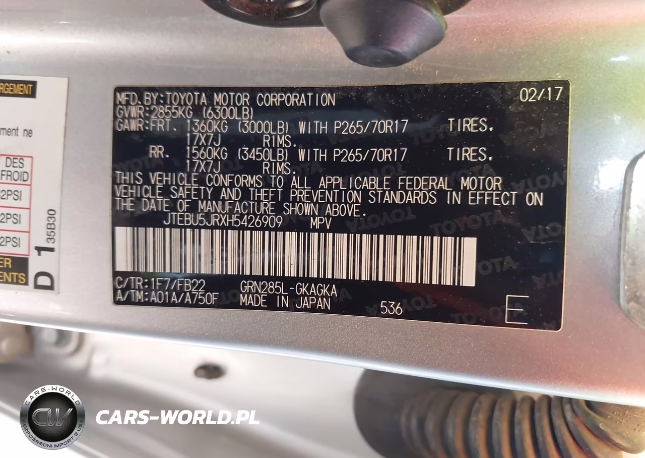 2017 Toyota 4Runner Sr5 VIN:JTEBU5JRXH5426909 - 9
