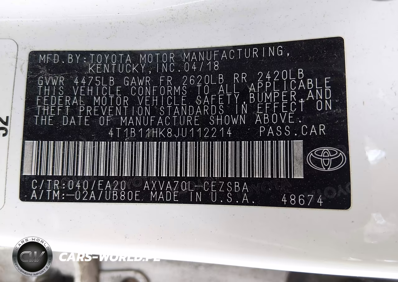 2018 Toyota Camry Se VIN:4T1B11HK8JU112214 - 9