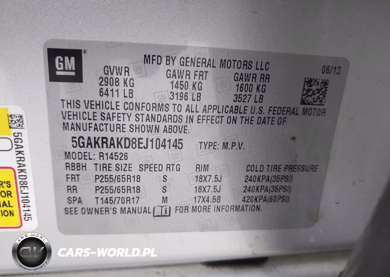 2014 Buick Enclave Convenience VIN:5GAKRAKD8EJ104145 - 9