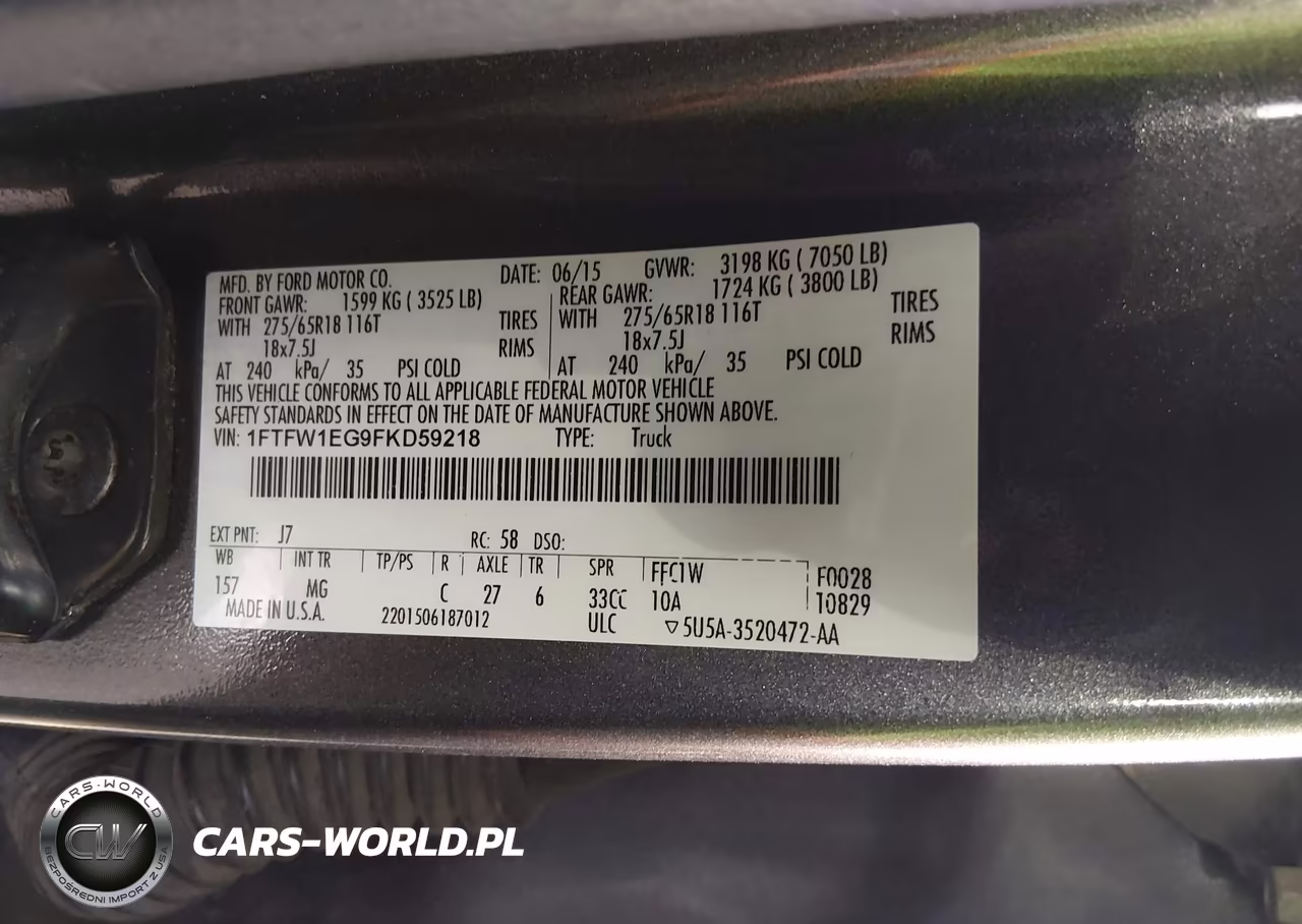 2015 Ford F-150 Xlt VIN:1FTFW1EG9FKD59218 - 9