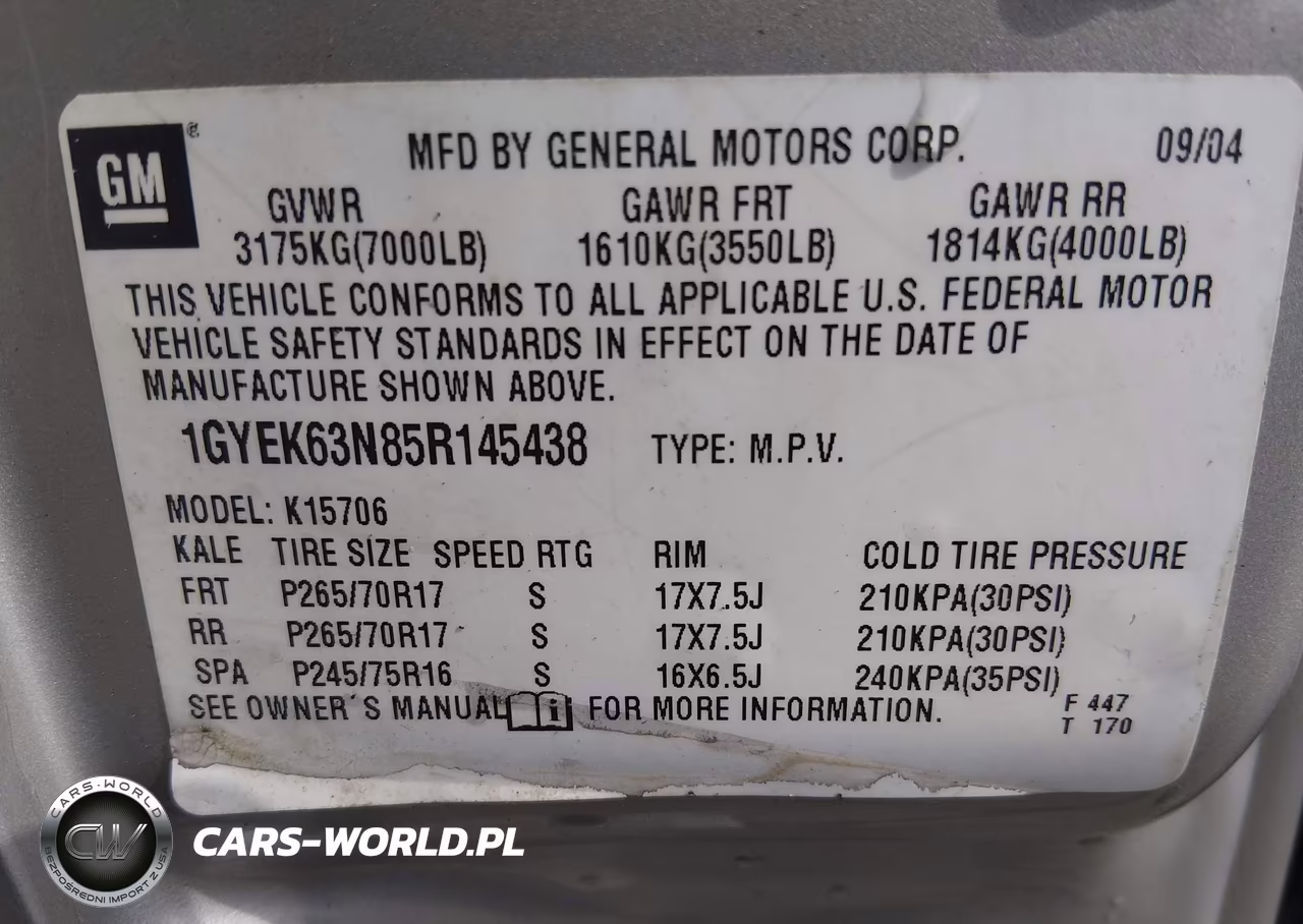 2005 Cadillac Escalade Standard VIN:1GYEK63N85R145438 - 9