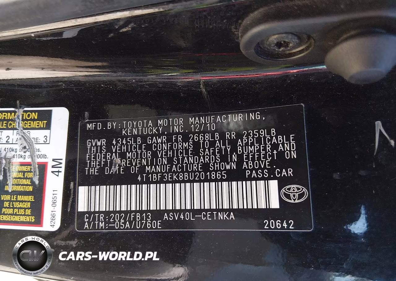 2011 Toyota Camry Le VIN:4T1BF3EK8BU201865 - 9