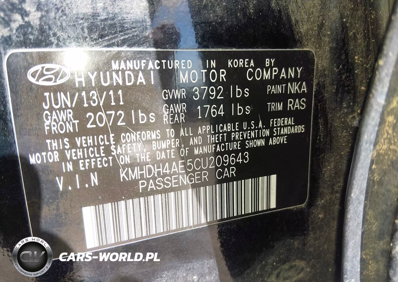 2012 Hyundai Elantra Gls (Ulsan Plant) VIN:KMHDH4AE5CU209643 - 9