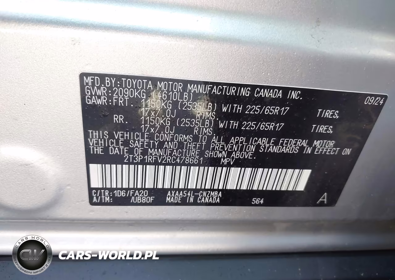 2024 Toyota Rav4 Xle VIN:2T3P1RFV2RC478661 - 9