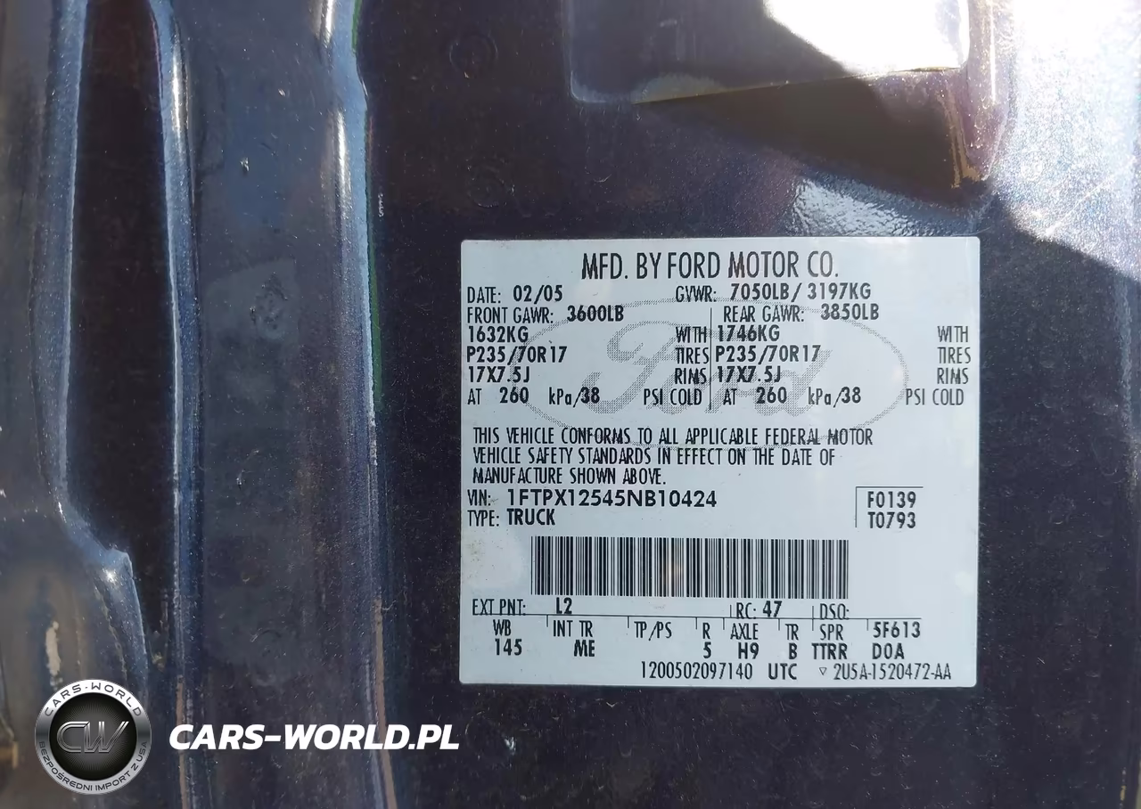 2005 Ford F-150 Lariat-Xl-Xlt VIN:1FTPX12545NB10424 - 9