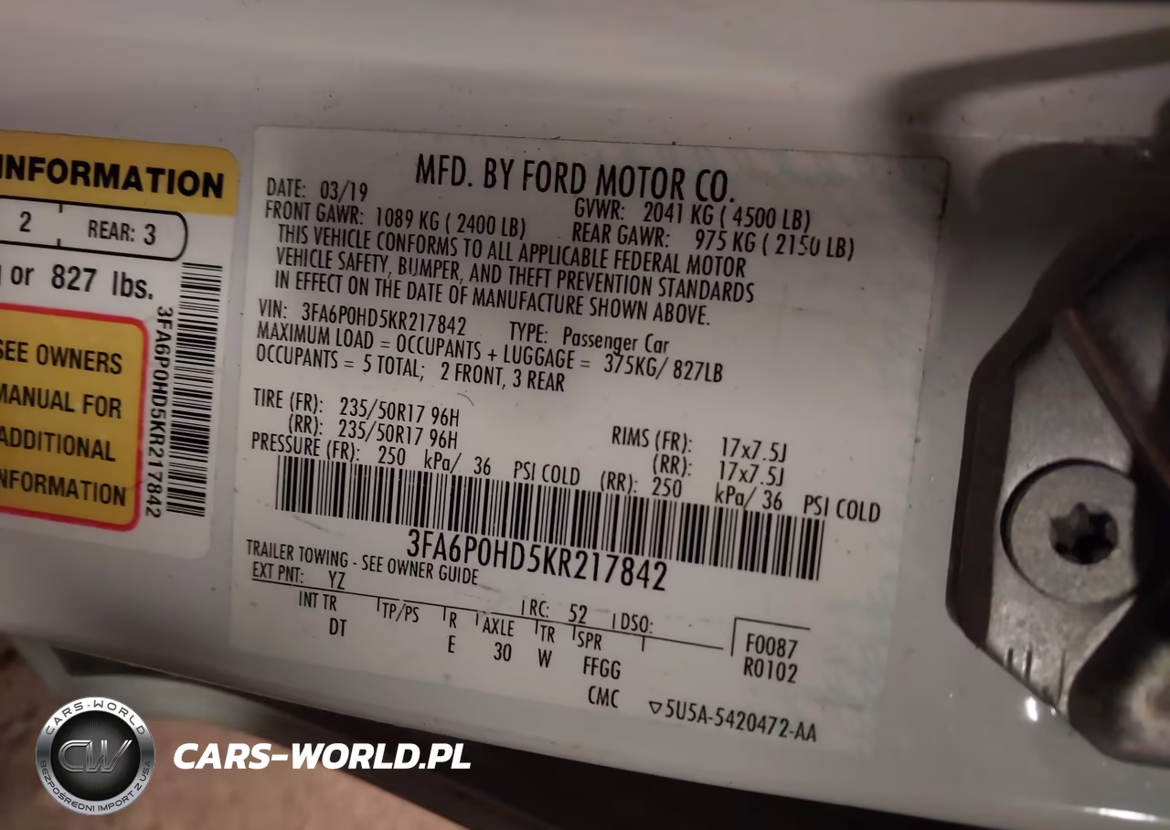 2019 Ford Fusion Se VIN:3FA6P0HD5KR217842 - 9