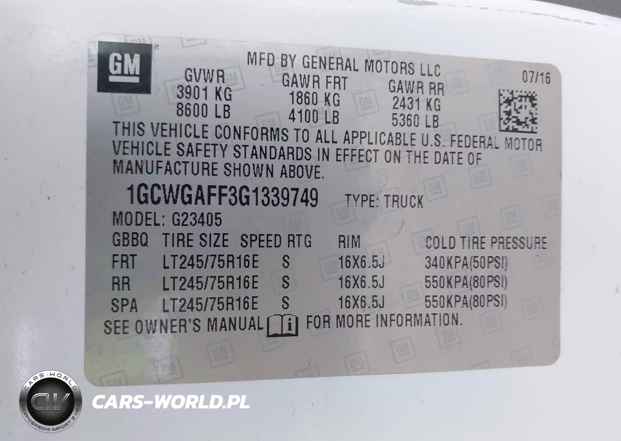 2016 Chevrolet Express 2500 Work Van VIN:1GCWGAFF3G1339749 - 9