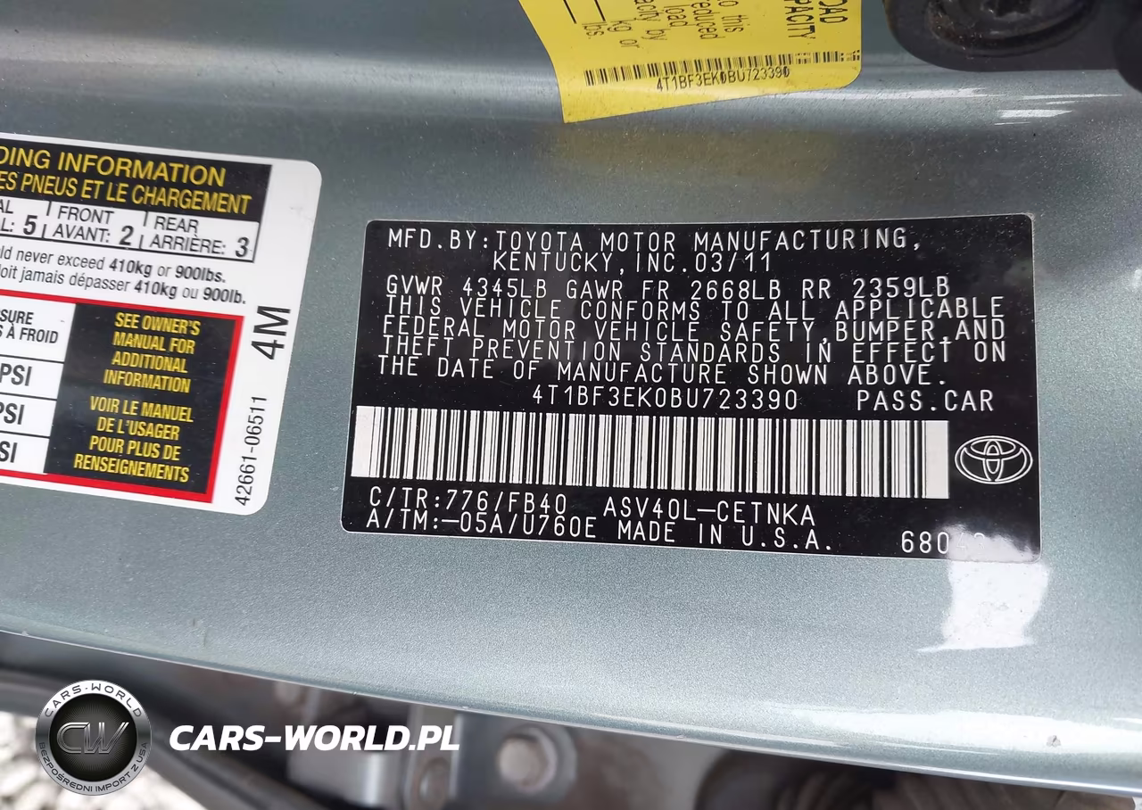 2011 Toyota Camry Le VIN:4T1BF3EK0BU723390 - 9