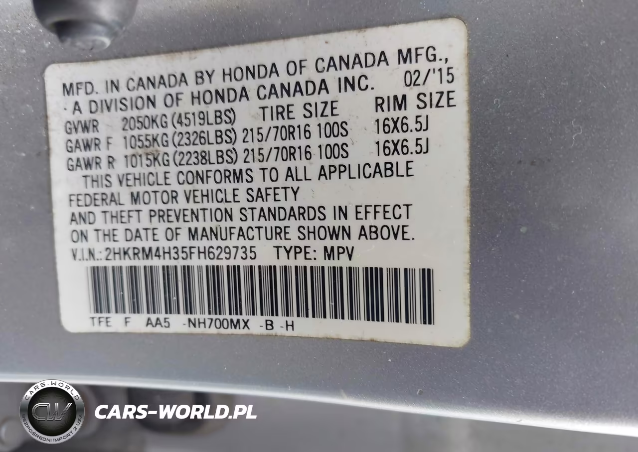 2015 Honda Cr-V Lx VIN:2HKRM4H35FH629735 - 9