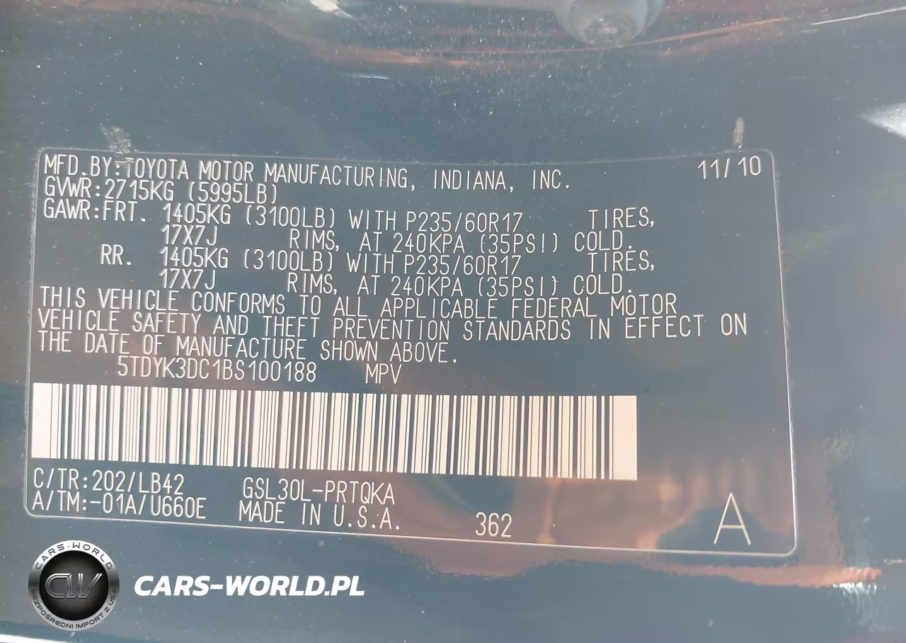 2011 Toyota Sienna Xle V6 VIN:5TDYK3DC1BS100188 - 9