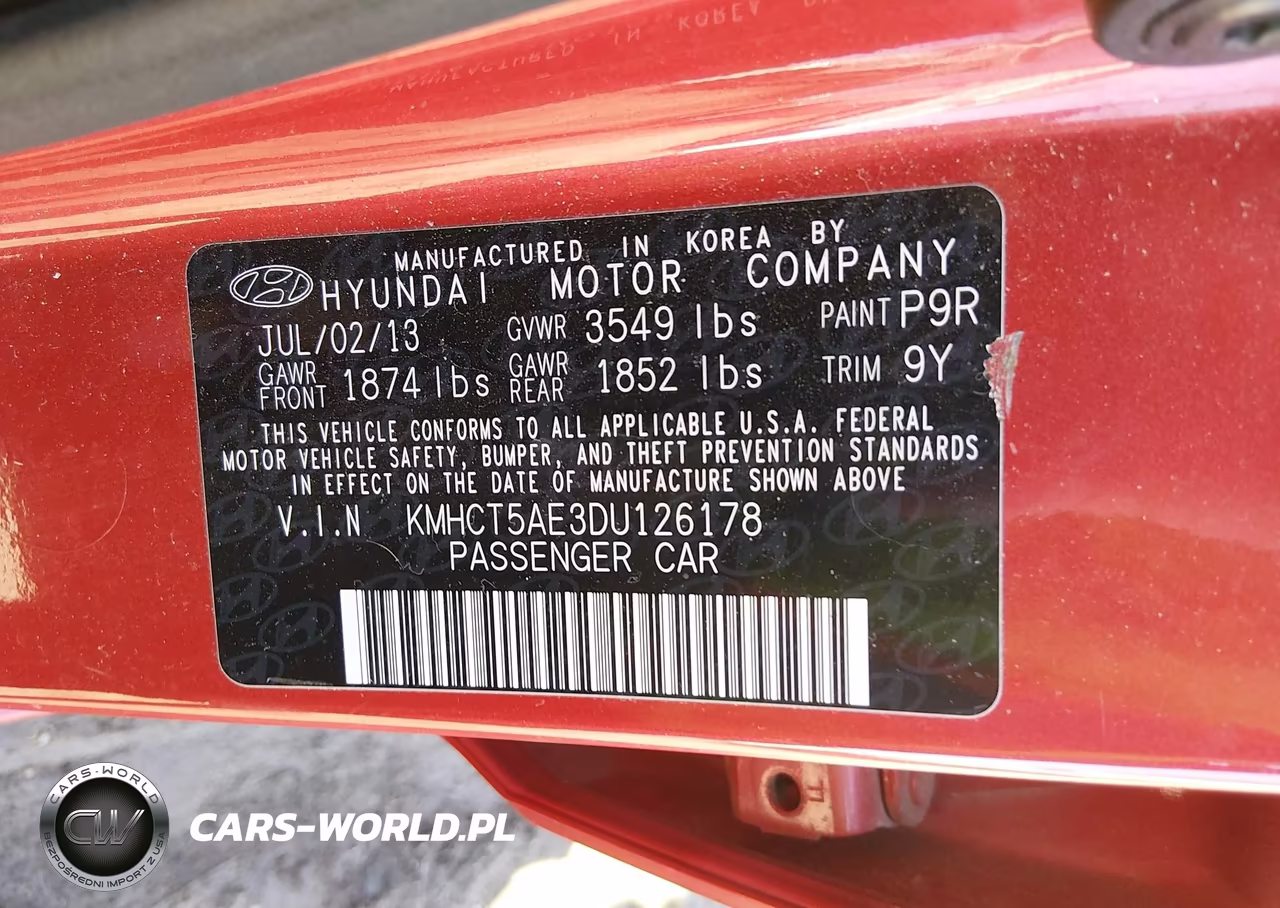 2013 Hyundai Accent Gs VIN:KMHCT5AE3DU126178 - 9