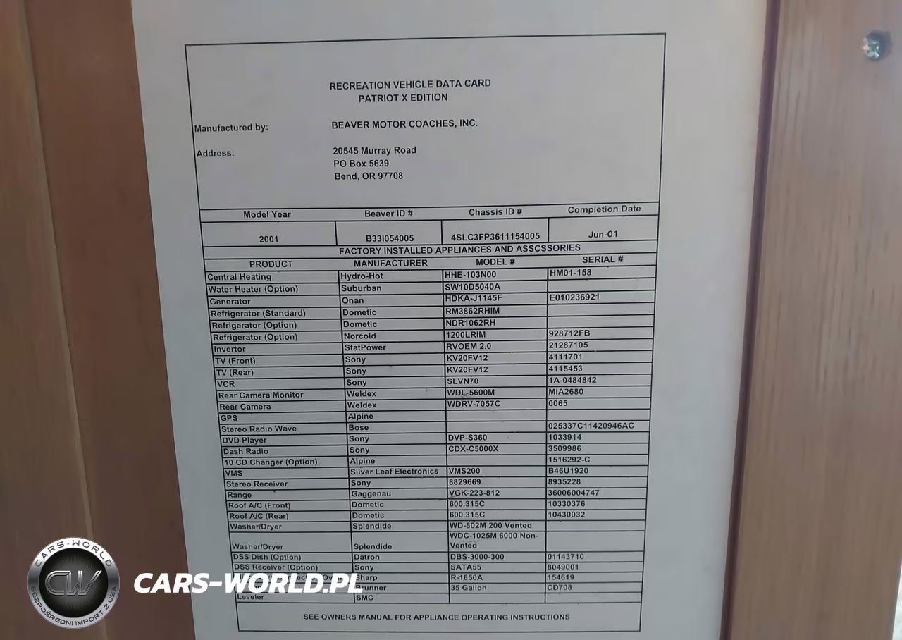2001 Beaver Motor Coach VIN:4SLC3FP3611154005 - 9