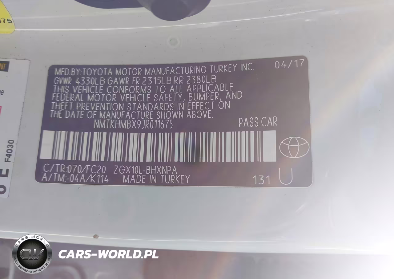 2018 Toyota C-Hr Xle VIN:NMTKHMBX9JR011675 - 9