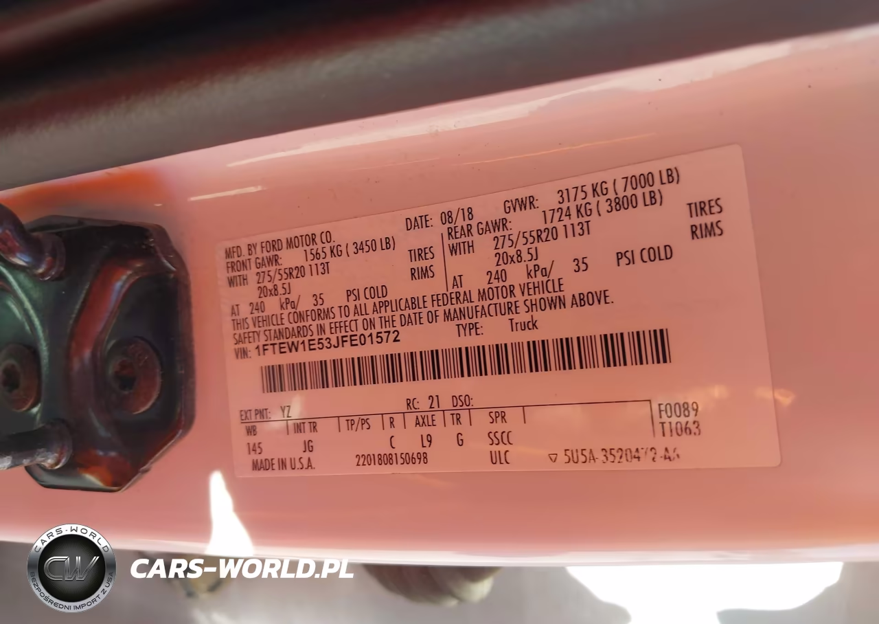2018 Ford F-150 Xl VIN:1FTEW1E53JFE01572 - 9