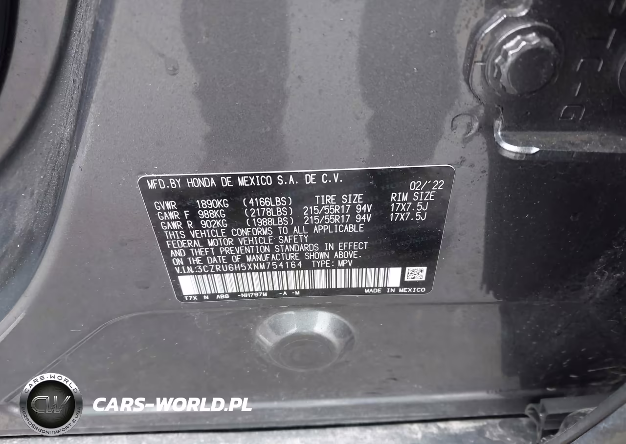 2022 Honda Hr-V Awd Ex VIN:3CZRU6H5XNM754164 - 9