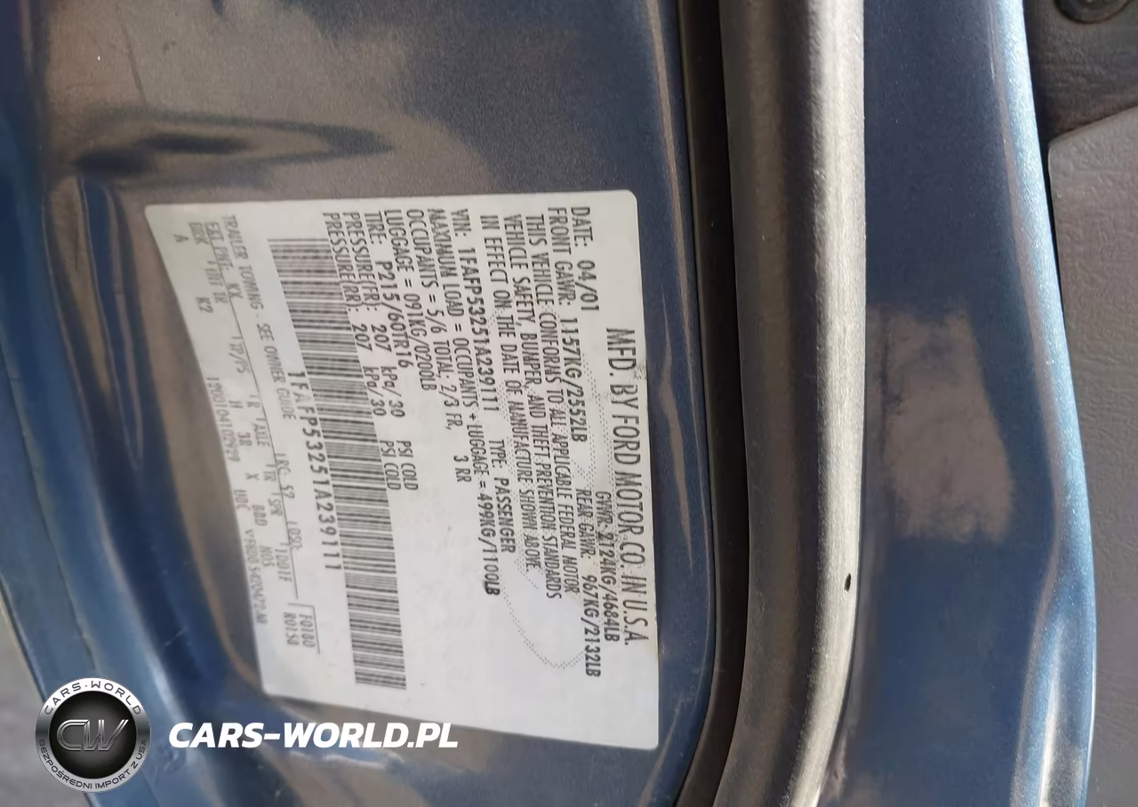 2001 Ford Taurus Se VIN:1FAFP53251A239111 - 9