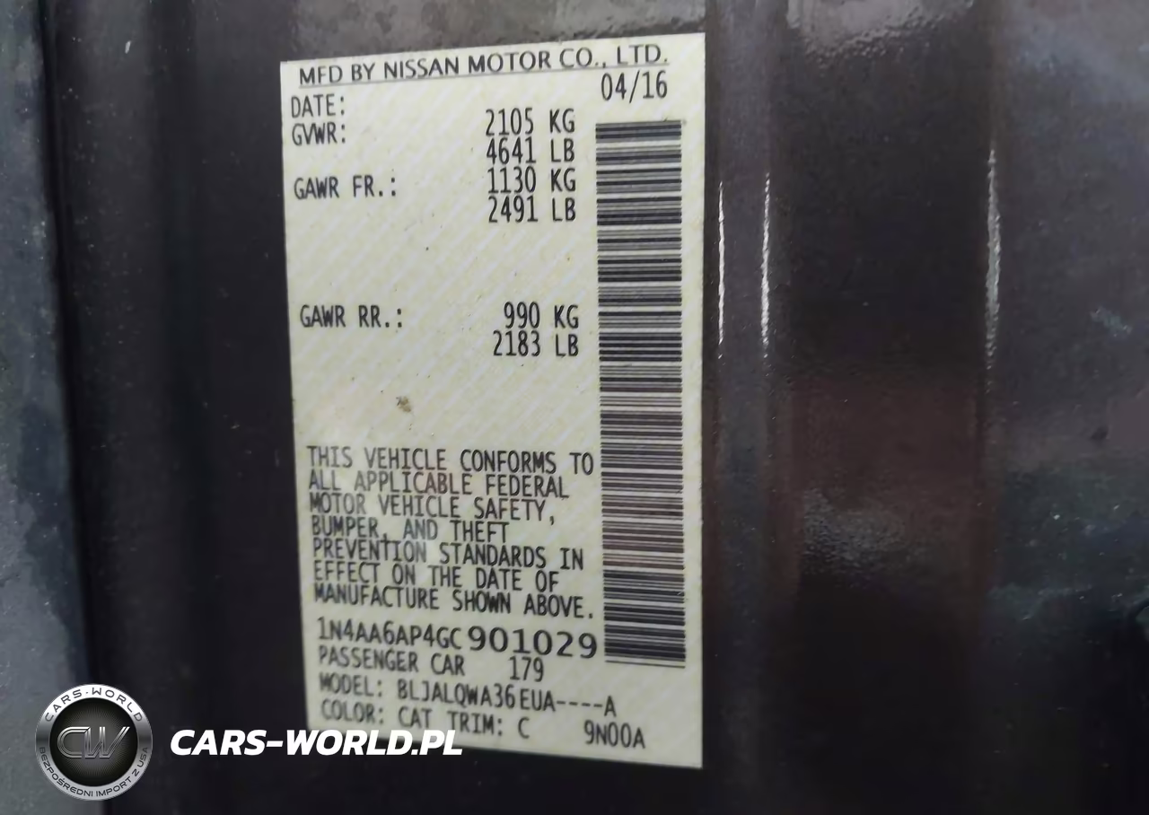 2016 Nissan Maxima 3.5 S VIN:1N4AA6AP4GC901029 - 9