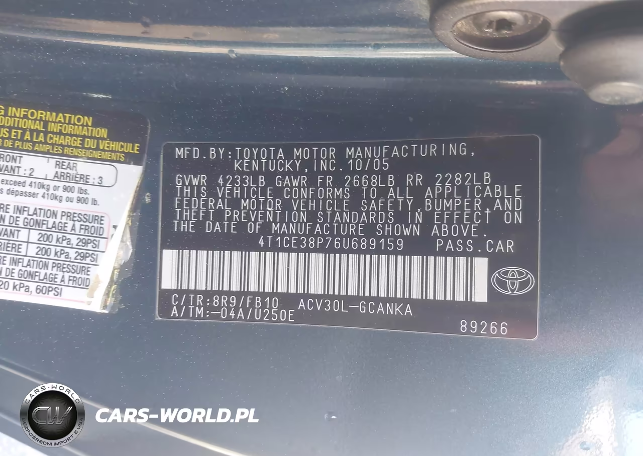 2006 Toyota Camry Solara Se VIN:4T1CE38P76U689159 - 9