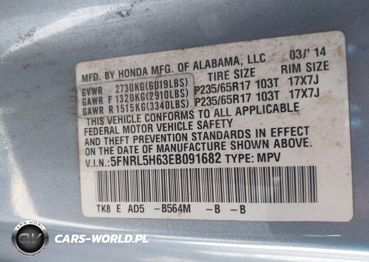 2014 Honda Odyssey Ex-L VIN:5FNRL5H63EB091682 - 9