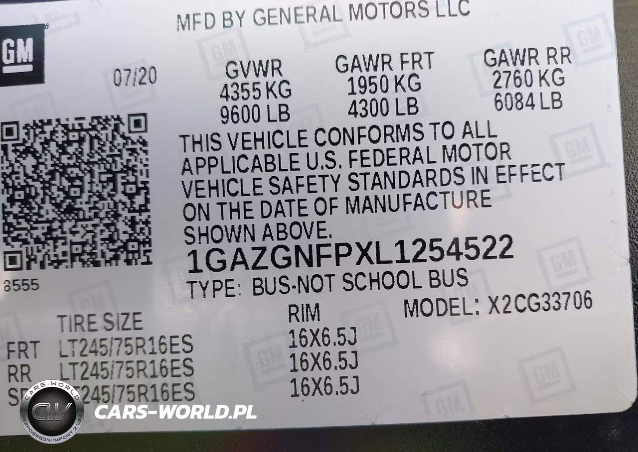 2020 Chevrolet Express Passenger Rwd 3500 Extended Wheelbase Ls VIN:1GAZGNFPXL1254522 - 9