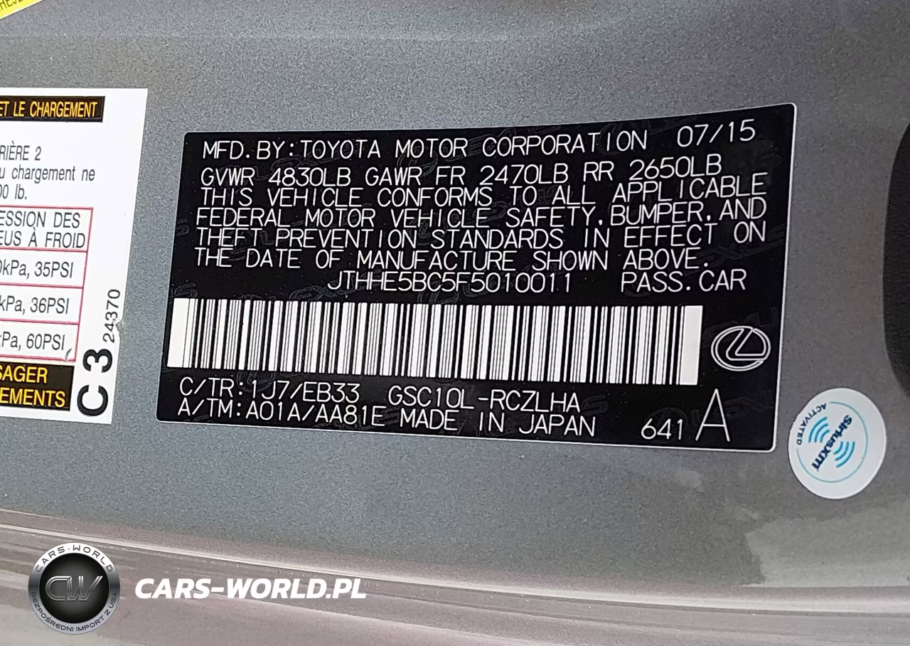 2015 Lexus Rc 350 VIN:JTHHE5BC5F5010011 - 9