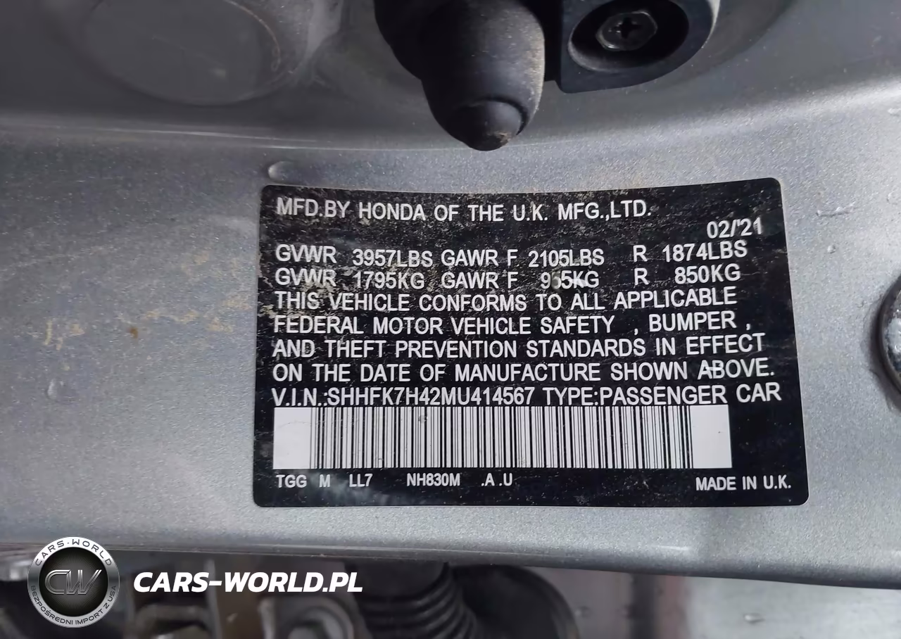 2021 Honda Civic Sport VIN:SHHFK7H42MU414567 - 9