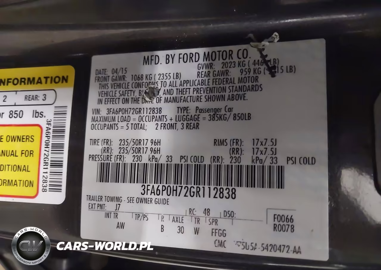 2016 FORD FUSION SE VIN:3FA6P0H72GR112838 - 9