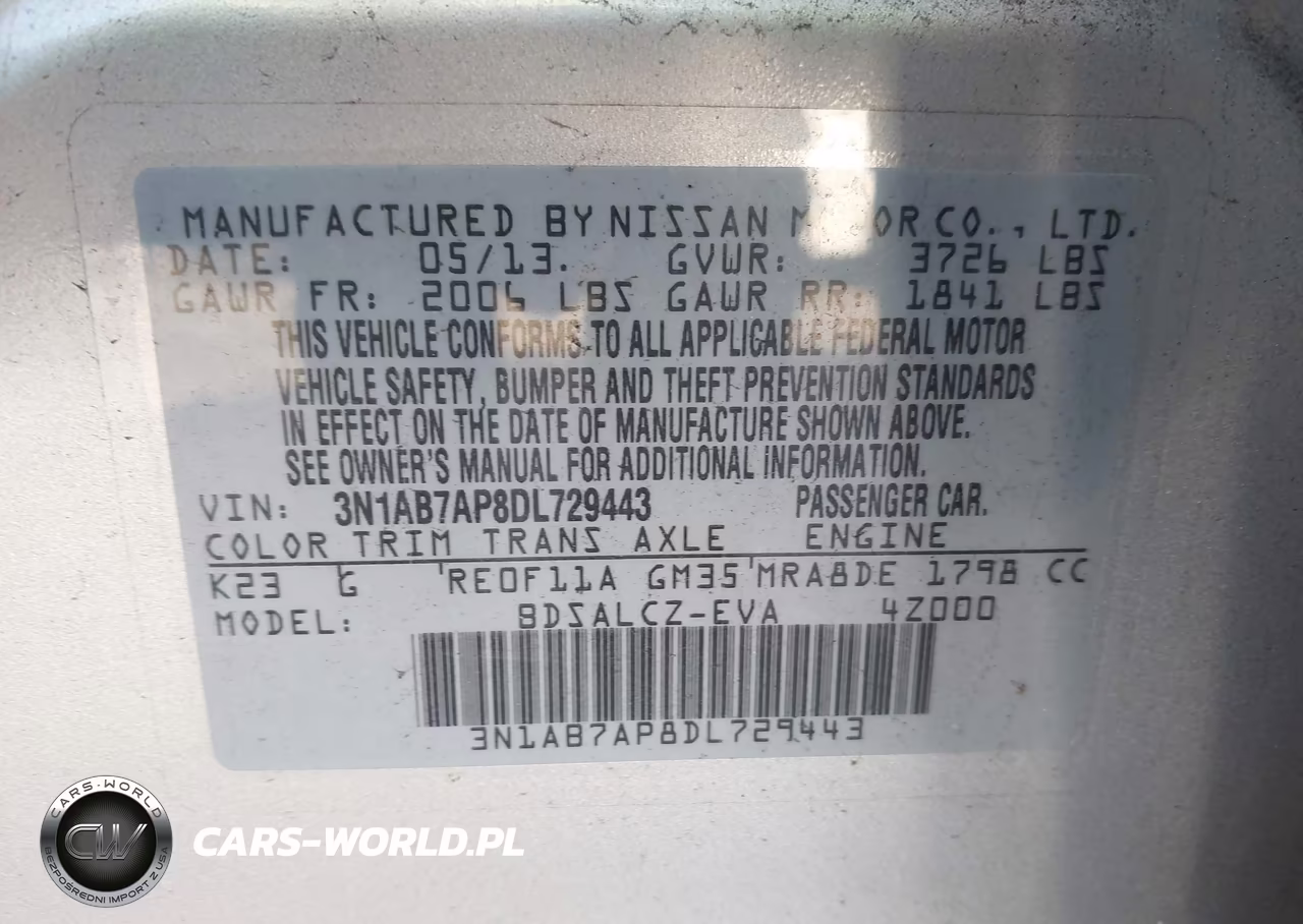 2013 Nissan Sentra S VIN:3N1AB7AP8DL729443 - 9