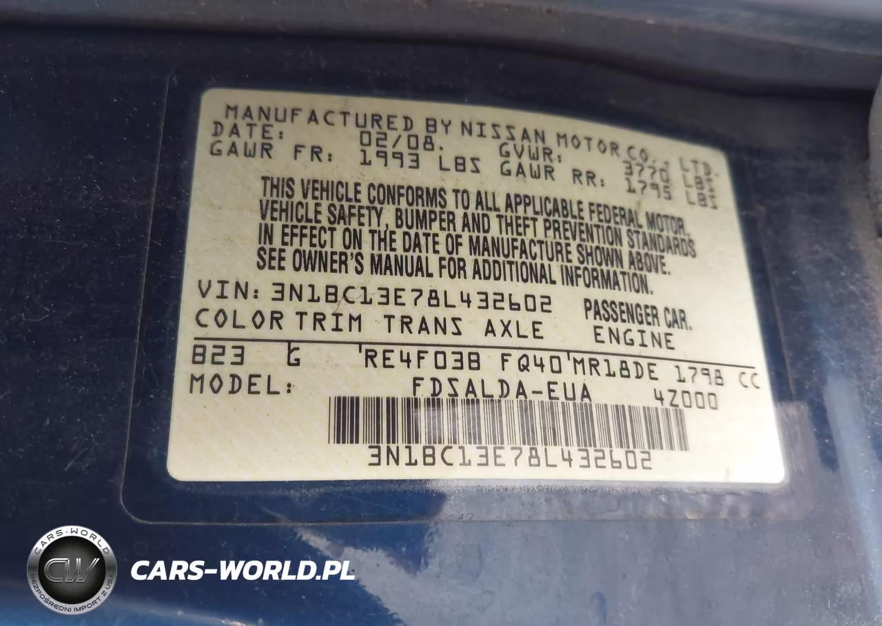 2008 Nissan Versa 1.8S VIN:3N1BC13E78L432602 - 9