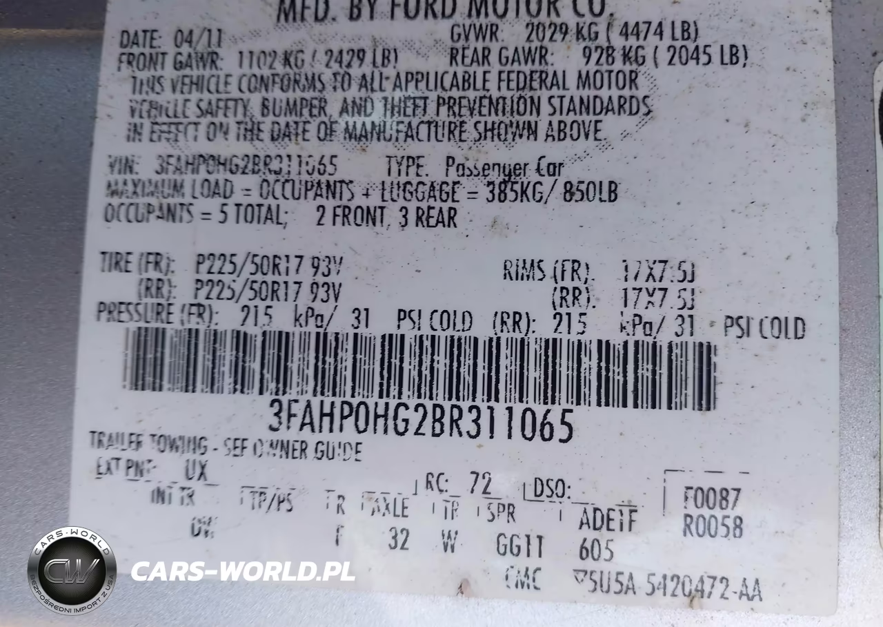 2011 Ford Fusion Se VIN:3FAHP0HG2BR311065 - 9