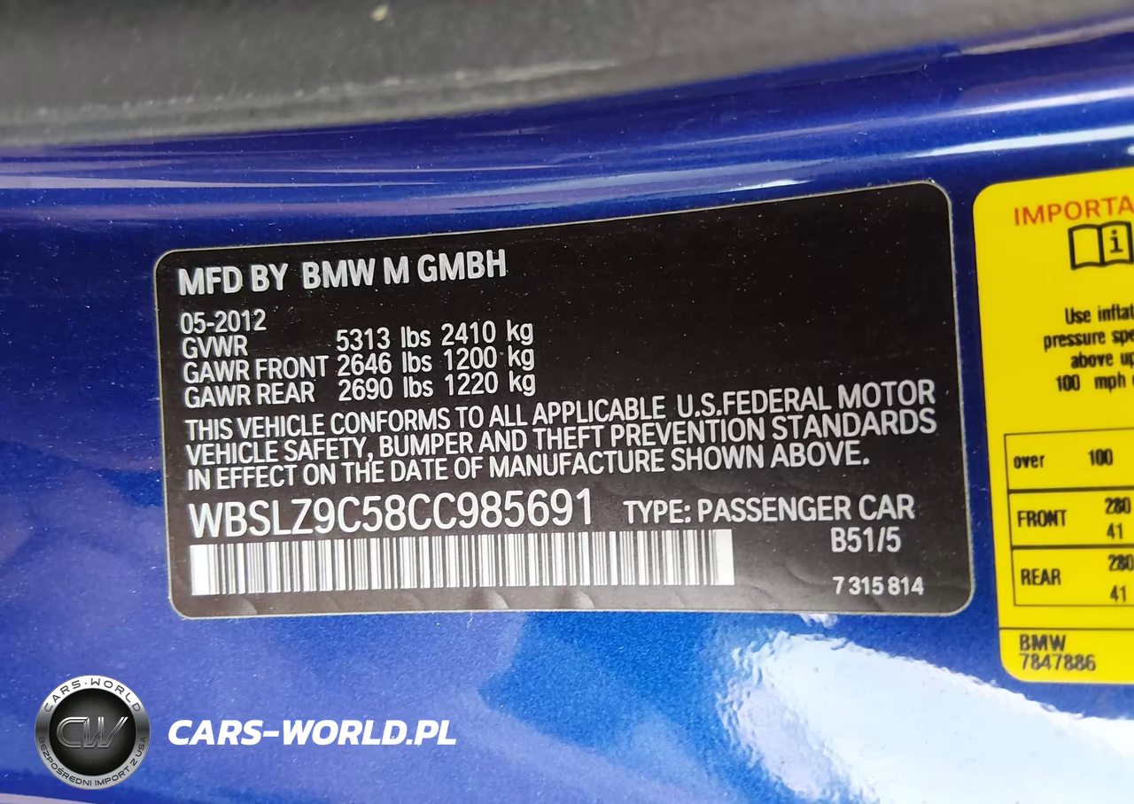 2012 BMW M6 VIN:WBSLZ9C58CC985691 - 9