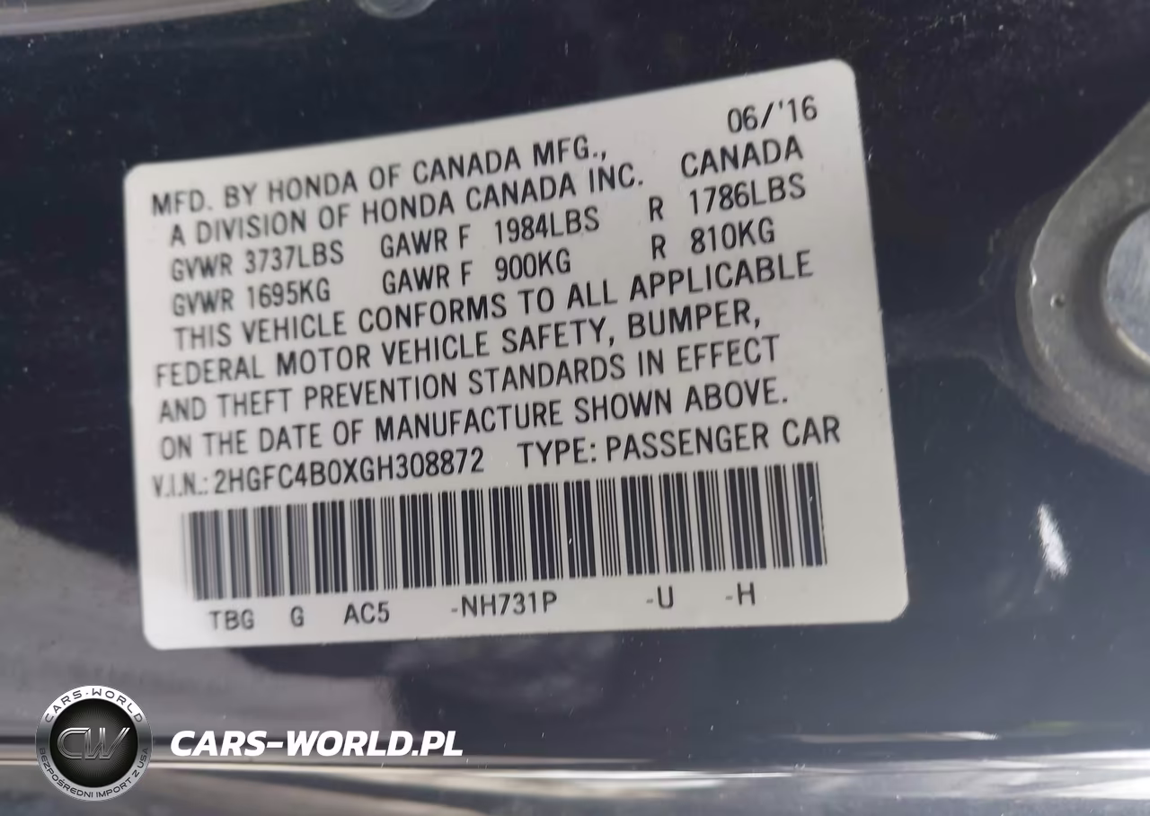 2016 Honda Civic Lx-P VIN:2HGFC4B0XGH308872 - 9