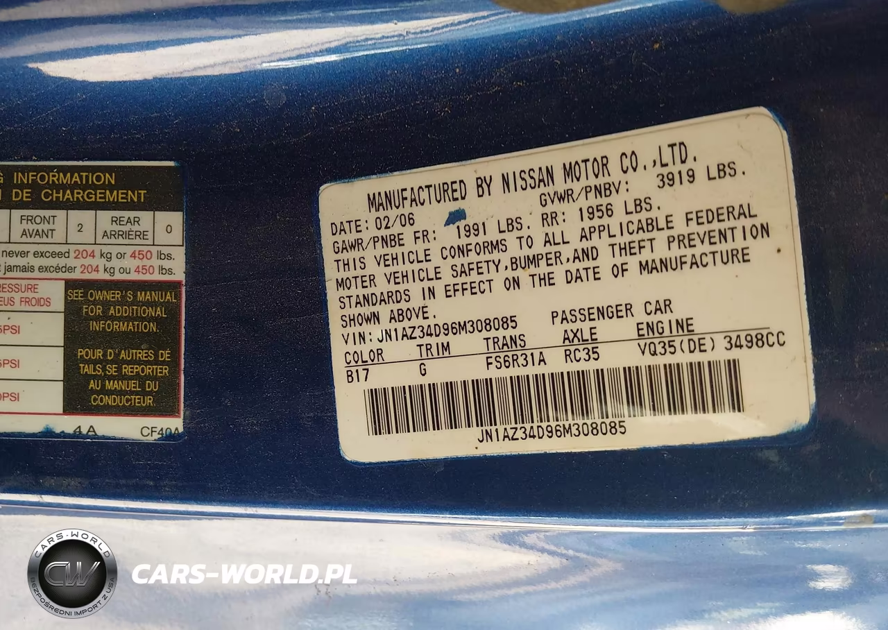 2006 Nissan 350Z Enthusiast VIN:JN1AZ34D96M308085 - 9
