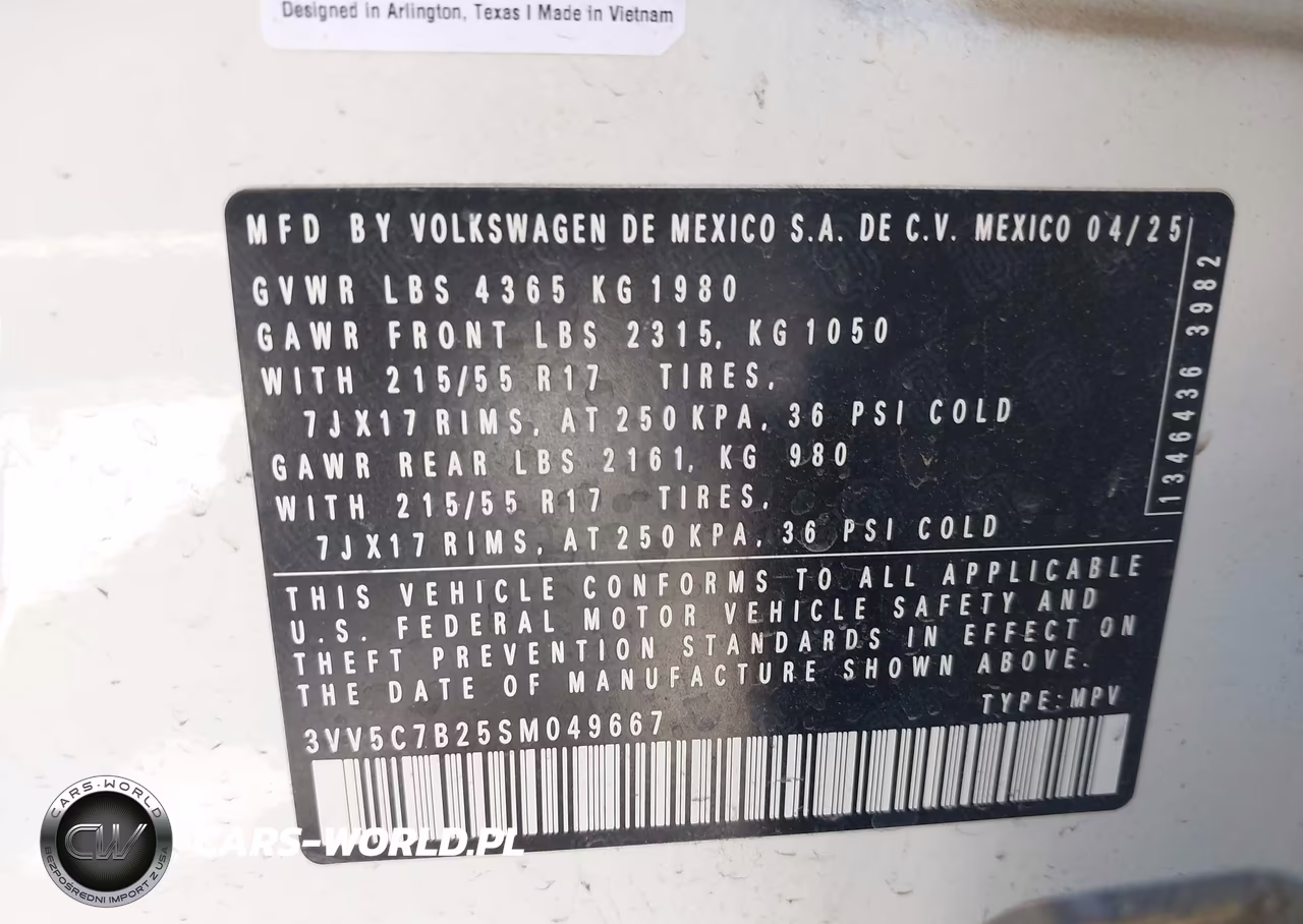 2025 Volkswagen Taos 1.5T S VIN:3VV5C7B25SM049667 - 9