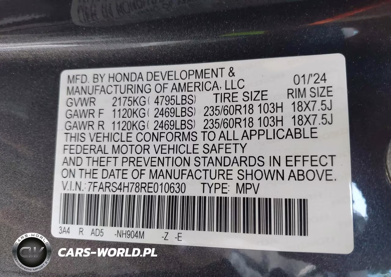 2024 Honda Cr-V Ex-L Awd VIN:7FARS4H78RE010630 - 9