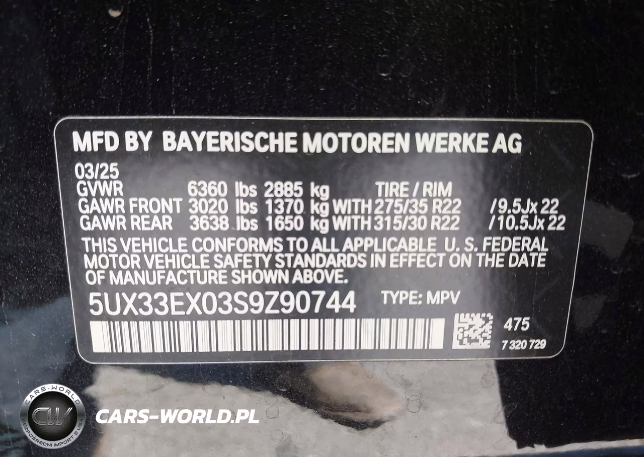 2025 BMW X6 xDrive40I VIN:5UX33EX03S9Z90744 - 9
