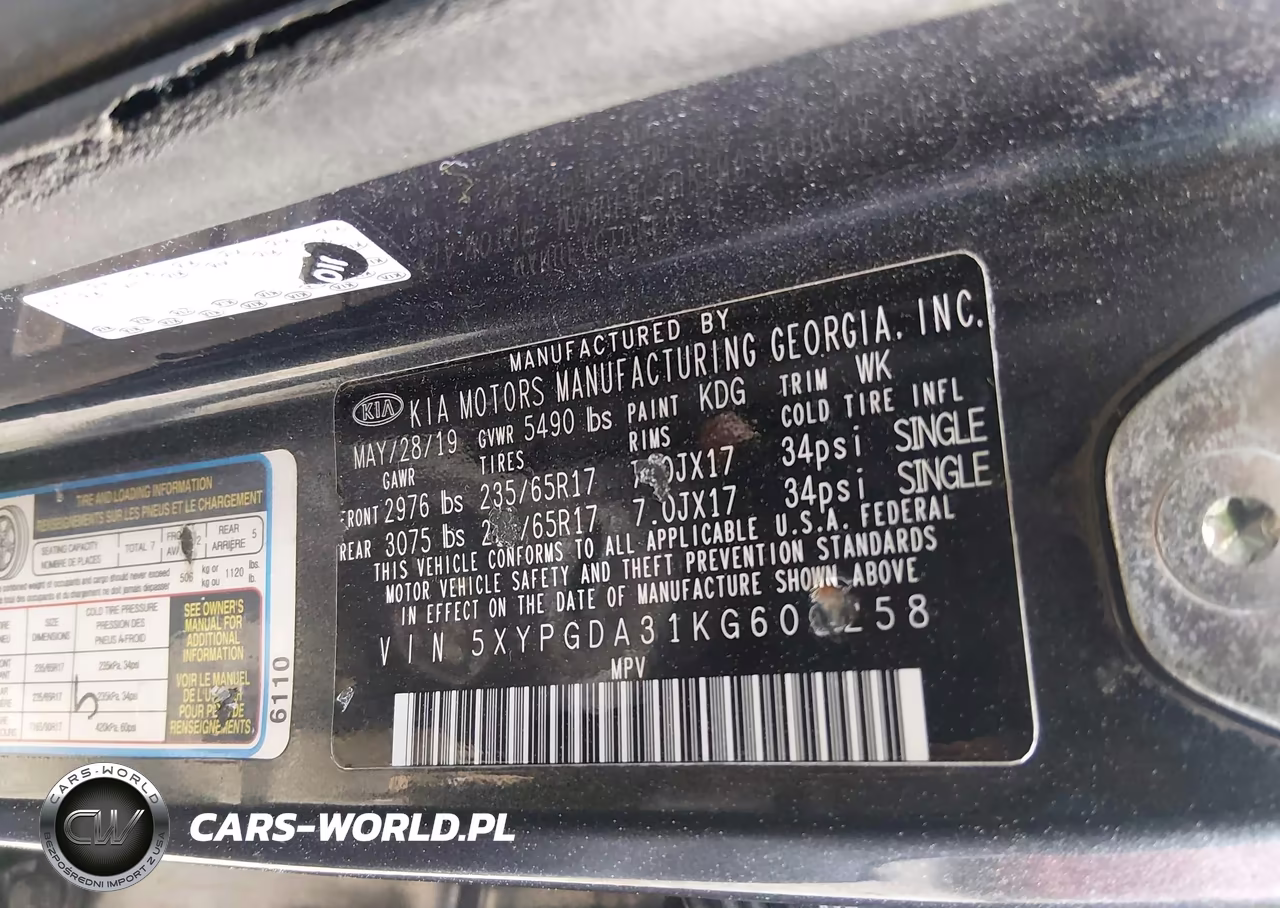 2019 Kia Sorento 2.4L Lx VIN:5XYPGDA31KG604258 - 9