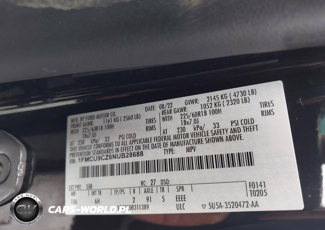 2022 Ford Escape Sel Hybrid VIN:1FMCU9CZ6NUB28688 - 9