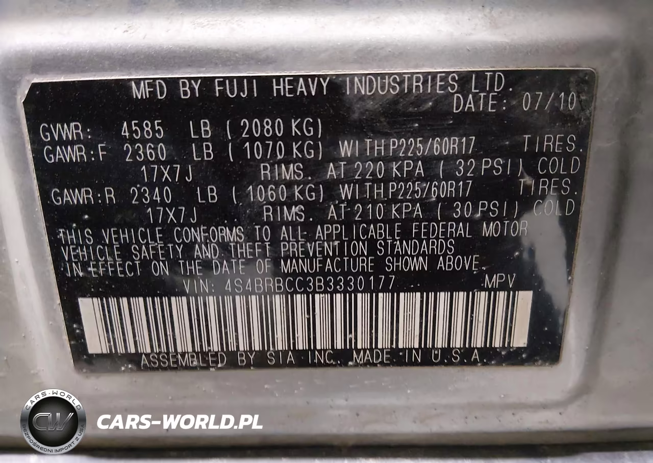 2011 Subaru Outback 2.5I Premium VIN:4S4BRBCC3B3330177 - 9
