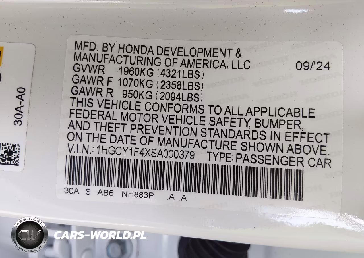 2025 Honda Accord Se VIN:1HGCY1F4XSA000379 - 9